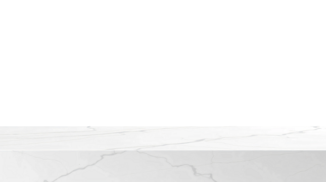 Empty white marble table isolated on transparent background