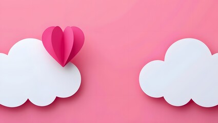 Paper Heart Emerging from Clouds – Valentine's Day Concept