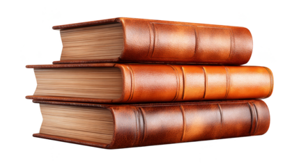 Stack of three books on a white background, visual representation of knowledge and learning.