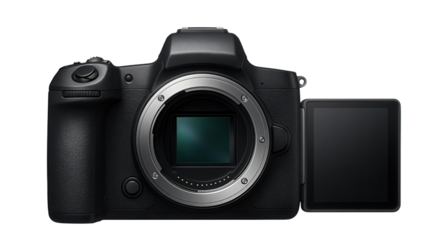 DSLR camera with full-frame sensor and vari-angle touchscreen for professional vlogging
