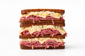 Stacked Reuben Sandwich Clipart Dark Rye Bread Pastrami Sauerkraut Swiss Cheese