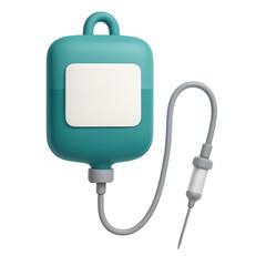 Medical Illustration of an Intravenous Drip Bag for Healthcare and Emergency Medical Services on a Transparent Backdrop