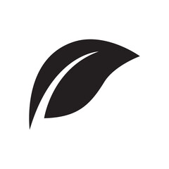 Flat Nature Leaf Icon – Clean Black Design