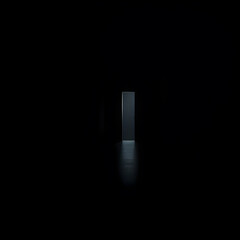a solitary sliver of bright light cutting through the oppressive darkness,