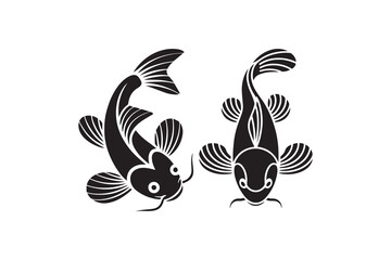Minimalist Koi Fish Silhouette Graphic Koi Fish Vector Silhouette Design