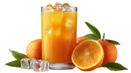 Icecold orange juice, refreshing summer delight with fresh oranges and ice refreshing