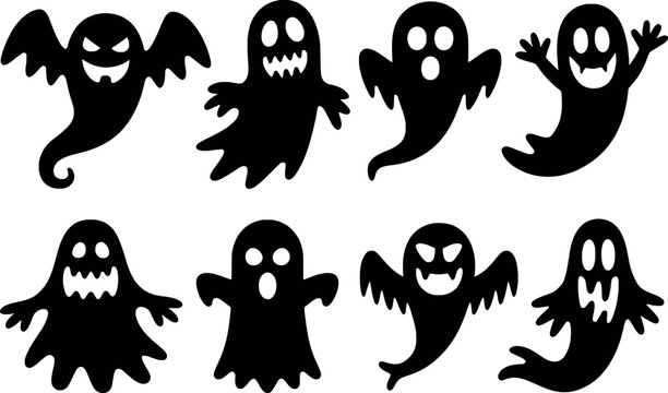 Spooky Halloween Ghost Figures Collection scary black