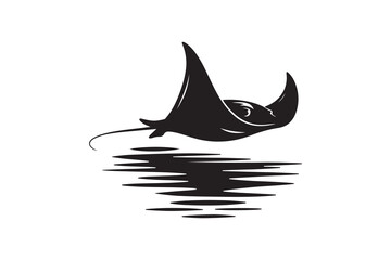 Manta Ray Silhouette Vector Illustration Flying Manta Ray Silhouette Design