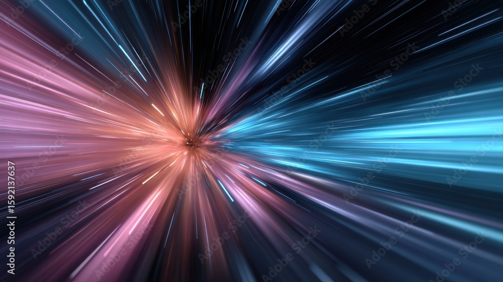 Poster dynamic digital acceleration effects in abstract virtual space technology visualization futuristic e