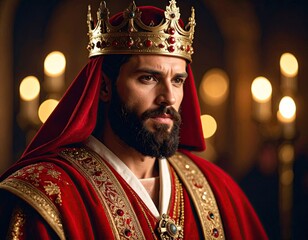 Regal man in a crown and rich robes