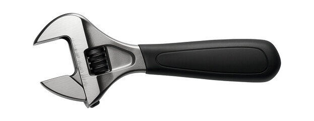 Adjustable wrench with a wide jaw opening for plumbing repairs.