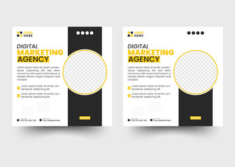 Modern and creative digital marketing social media post design template. Digital marketing corporate social media instagram post and web banner template.