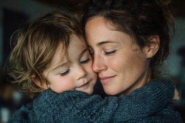 Mother and daughter sharing a tender moment of affection