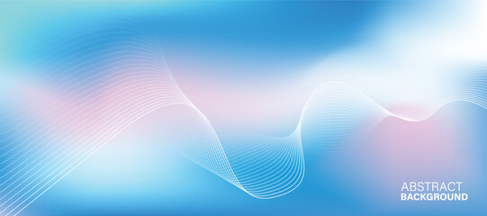 Abstract Blue and Pink Wavy Background with Gradient Lines and Text Space