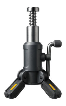 Portable screw jack with a foldable design for easy transportation in a tool kit.