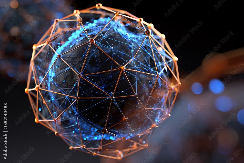 Poster abstract technology network connection digital data visualization artificial intelligence sphere