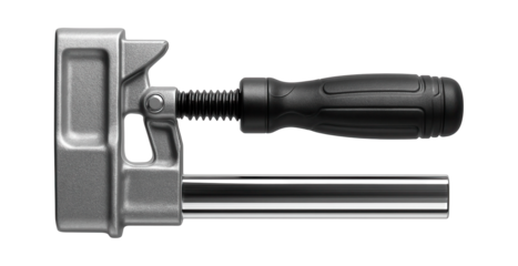 Heavy-duty quick-release clamp with a steel bar for use in an industrial setting.