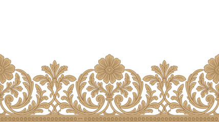Detailed Ornamental Gold Border Design on White