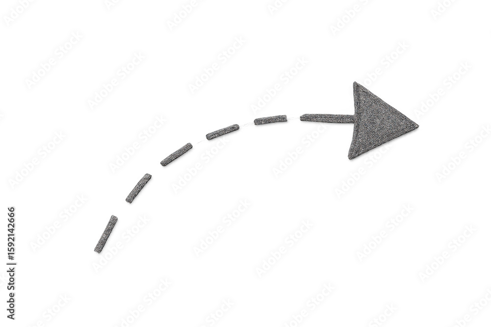 Poster transparent gray arrow with dashed line directing rightward, signaling guidance or emphasizing key d