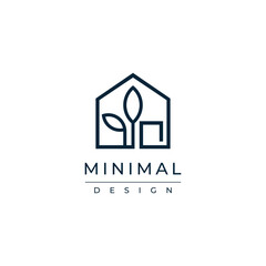 Minimalist Line Art Logo of a Home with Leaf Element. Eco-Friendly Icon, Symbolizing Green Living and Sustainable Housing
