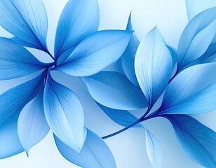 Light blue leaves on a white background