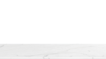 Empty white marble table isolated on transparent background