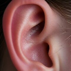 Close Up of Human Ear with Fine Hairs Visible
