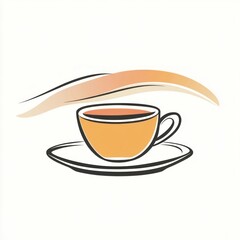 A stylized coffee cup graphic