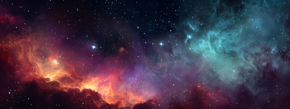 Colorful nebula and starry galaxy in deep space   -