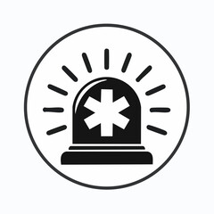 Obraz premium Siren Icon. Black and white hospital emergency light icon vector illustration.
