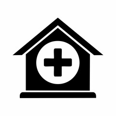 Obraz premium Hospital and home icons are displayed on metallic internet buttons with a white background.