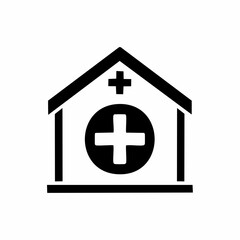 Obraz premium Real estate hospital icon with symbol design on black background