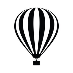 Naklejka premium Striped hot air balloon silhouette with gondola