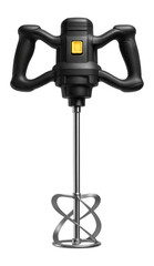 Naklejka premium Portable plaster mixer with a dual-blade mechanism for efficient mixing on a building renovation site.