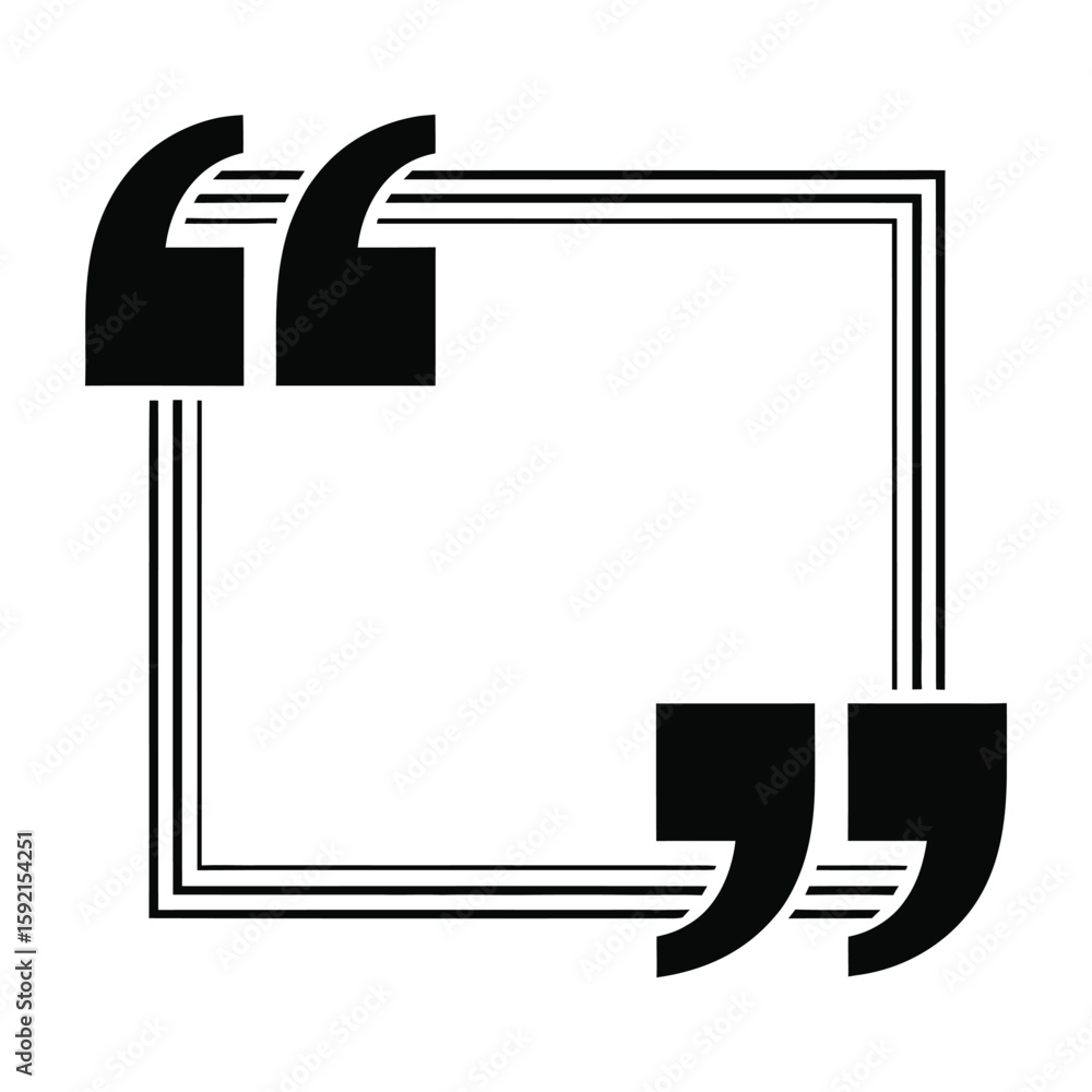 Fototapete empty quotation marks frame with double lines