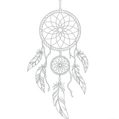 Dreamcatcher Illustration on White Background