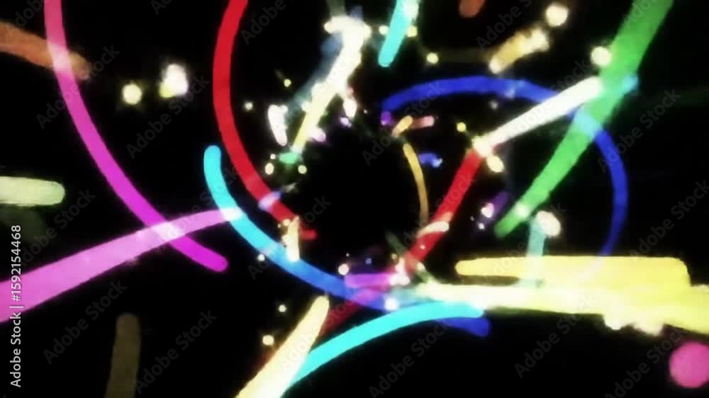Poster explosive cartoon energy burst with dynamic lines and colorful sparks