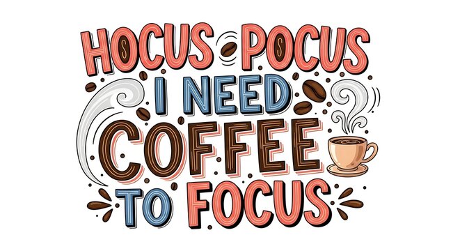 Hocus pocus I need coffee to focus - Halloween T-shirts design, SVG Files for Cutting, Isolated on white background, Cut Files for poster, banner, prints on bags