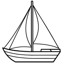 Simple Line Drawing: Sailboat Illustration, Nautical Theme, Childrens Book Style