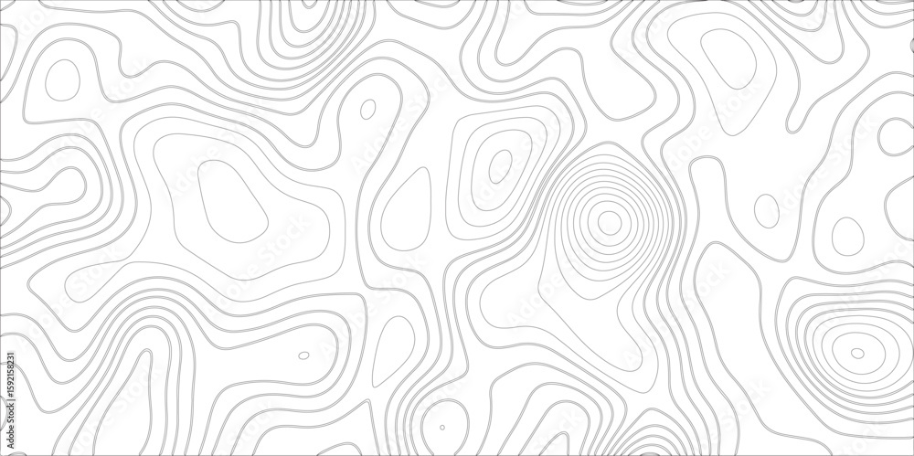 Poster ocean topographic line map with curvy wave isolines vector illustration. abstract topographic contou