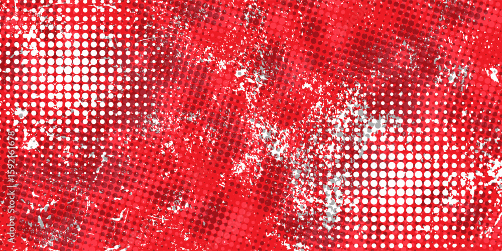 Poster red grunge texture background with distressed halftone effect