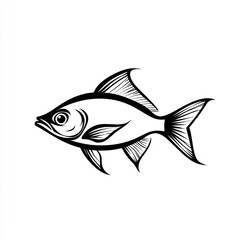 Fototapeta premium Simple black and white drawing of a fish