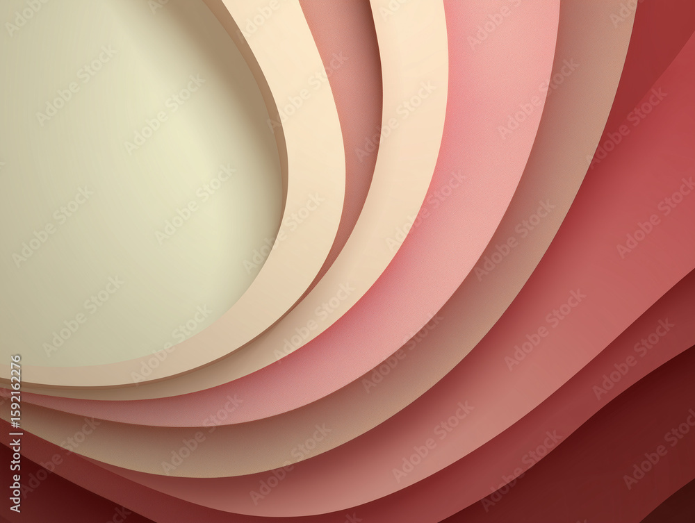 Poster abstract pattern with curved layered shapes creating soft coral hues background