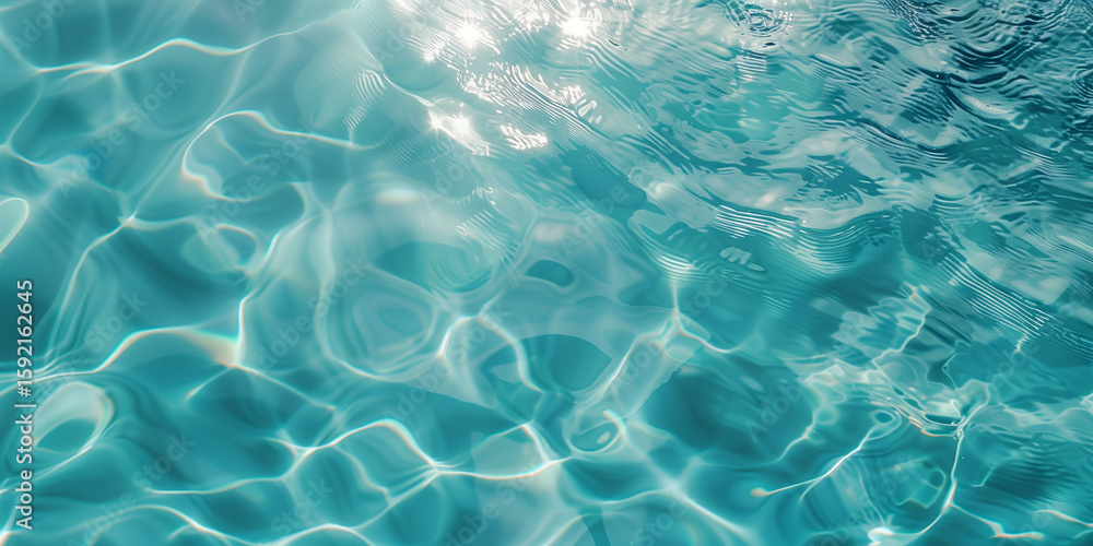 Poster turquoise water surface with soft ripples and reflections creating a relaxing background