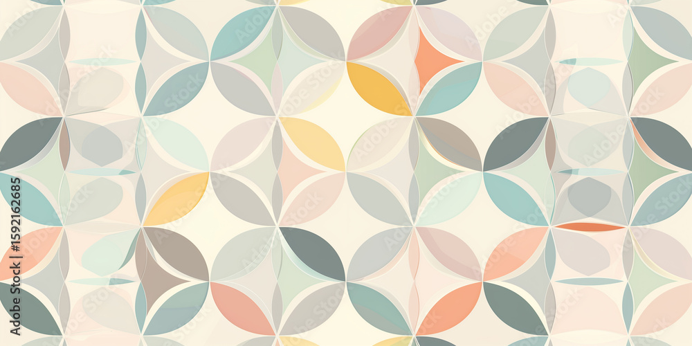 Poster seamless pattern with soft geometric shapes creating a retro vibe