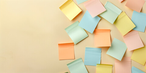 Colorful pastel sticky notes creating a lively workspace background