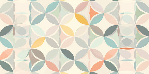 Seamless pattern with soft geometric shapes creating a retro vibe