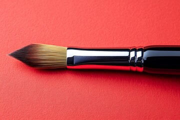 Paintbrush Tip Closeup Red Background.