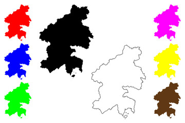 Higashihiroshima city (Japan, Nihon-koku or Nippon-koku, Chugoku region) map vector illustration, scribble sketch Higashihiroshima-shi map