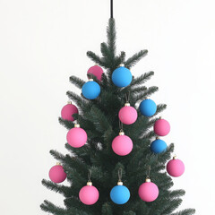 Christmas tree ornament pink blue festive decoration pine holiday cheerful